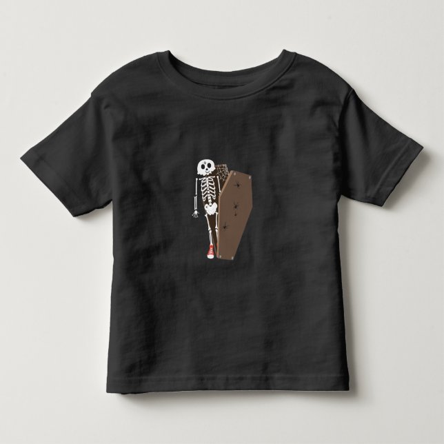 Skeleton and Coffin Halloween Design Toddler T-shirt (Front)