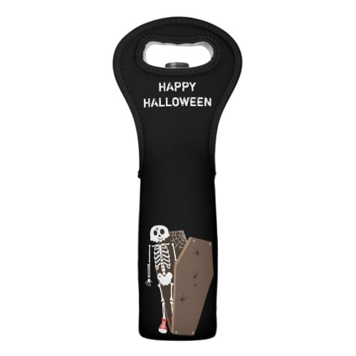 Skeleton and Coffin Halloween Design Wine Bag