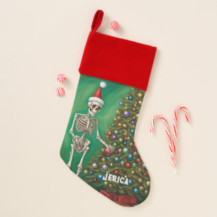 Skeleton and Colorful Ornaments Christmas  Christmas Stocking