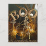 Skeleton And Grave Halloween Postcard at Zazzle