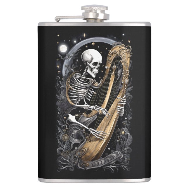 Skeleton and Harp I Flask (Front)