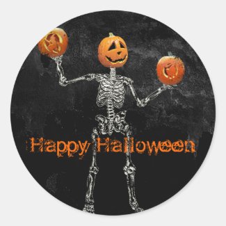 Skeleton and  Jack O' Lanterns
