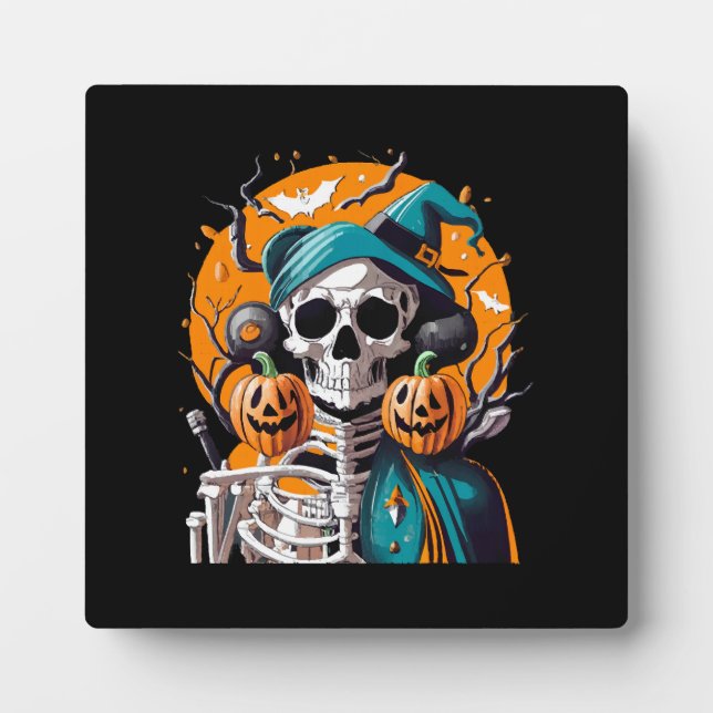 Skeleton and pumpkin plaque (Front)