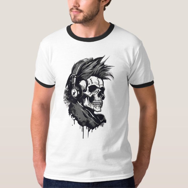 Skeleton and skull.skeleton and skull t-shirt (Front)