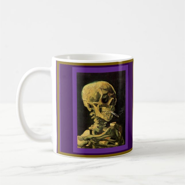 Skeleton and Starry Night by Van Gogh Coffee Mug (Left)