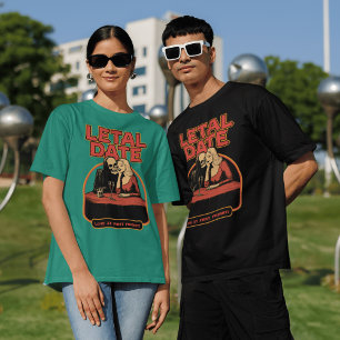 Skeleton and Woman Illustration: Unique Halloween T-Shirt