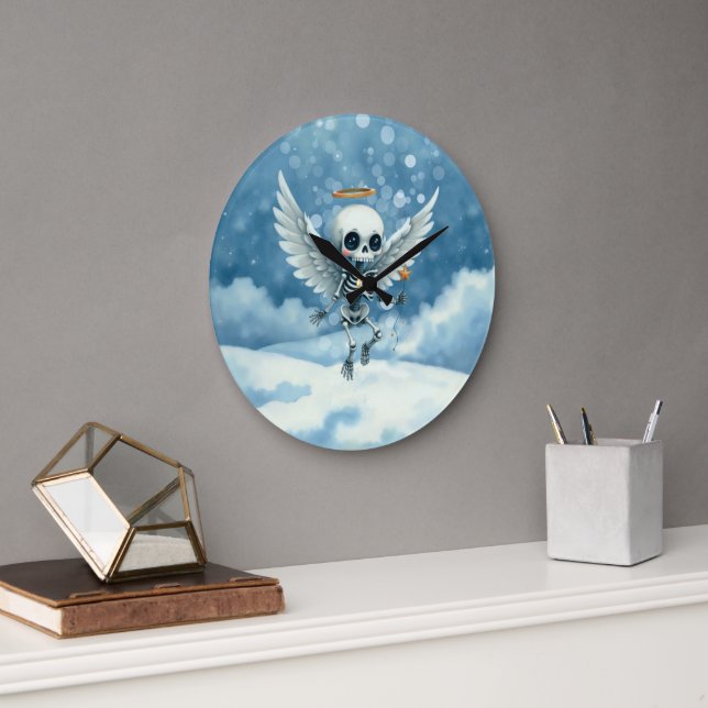 Skeleton Angel – The Sweet Side of the Afterlife.  Large Clock (Office)