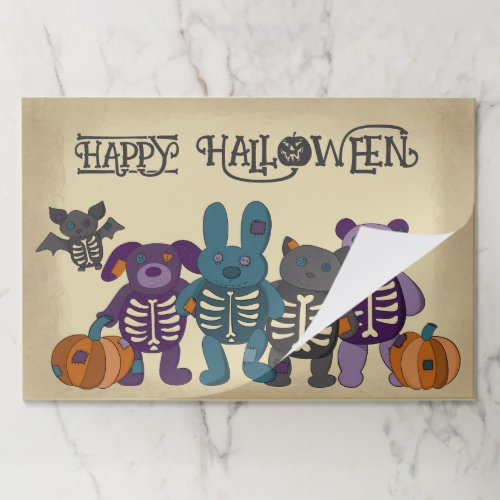 Skeleton Animals Pumpkins Halloween Paper Placemat