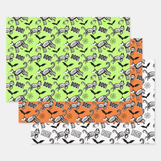 Skeleton Animals Wrapping Paper Sheets (Set)