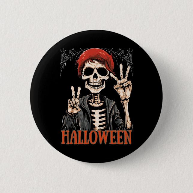 Skeleton Apocalypse Night In The Halloween Funny  Button (Front)