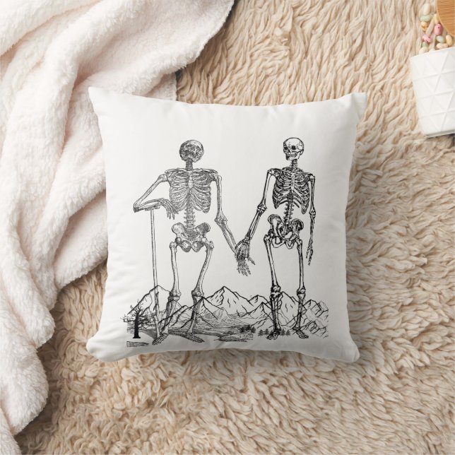 Skeleton Art White Pillow (Blanket)