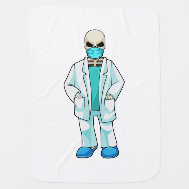 Skeleton as Doctor with Face mask Baby Blanket (Front)