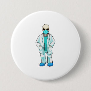 Skeleton as Doctor with Face mask Button