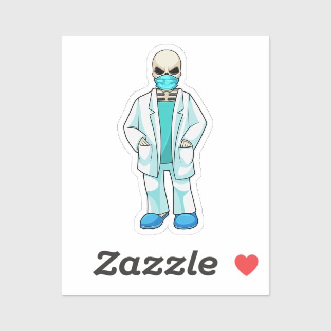 Skeleton as Doctor with Face mask Sticker (Sheet)