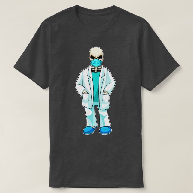 Skeleton as Doctor with Face mask T-Shirt (Design Front)