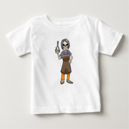 Skeleton as Hairdresser with Scissors Baby T_Shirt