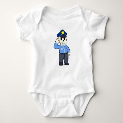 Skeleton as Police officer with Police hat Baby Bodysuit