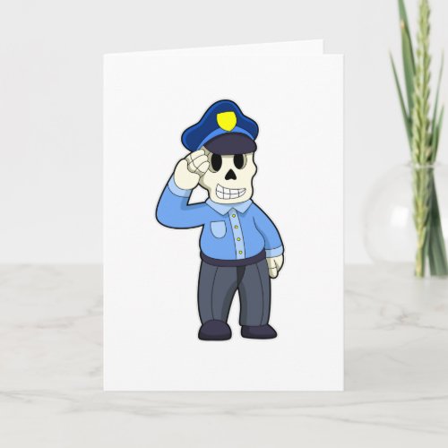 Skeleton as Police officer with Police hat Card