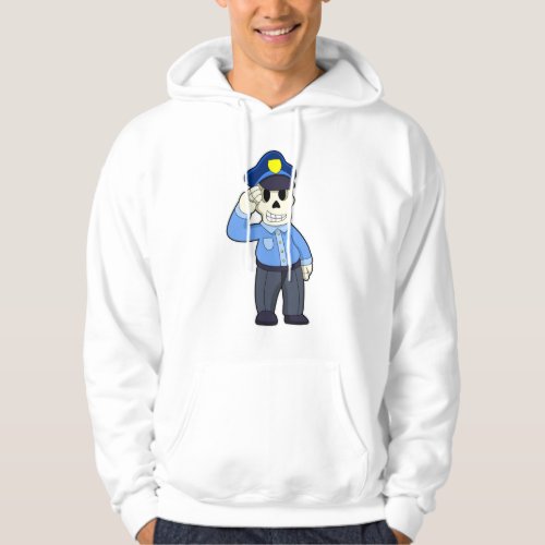 Skeleton as Police officer with Police hat Hoodie
