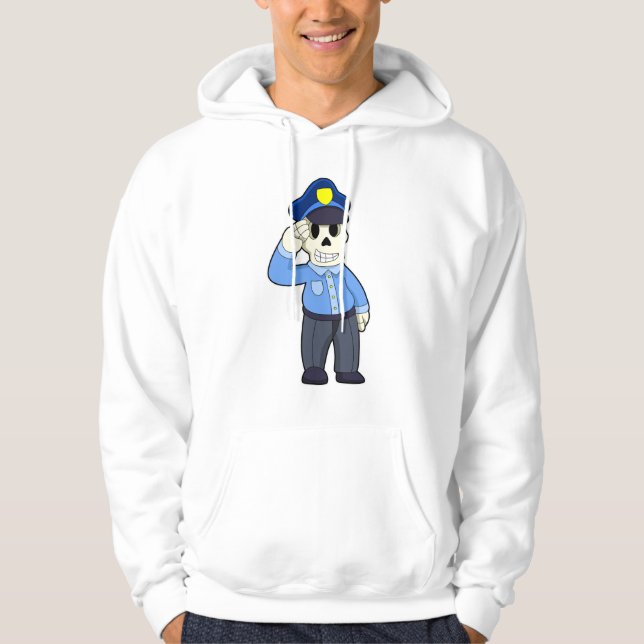 Skeleton as Police officer with Police hat Hoodie (Front)