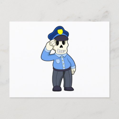 Skeleton as Police officer with Police hat Postcard