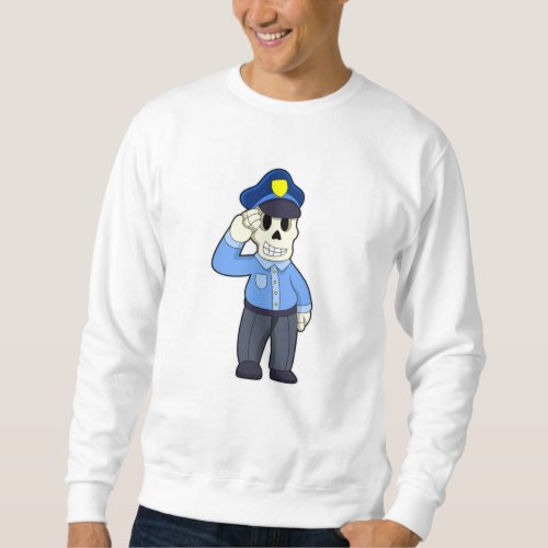 Skeleton as Police officer with Police hat Sweatshirt