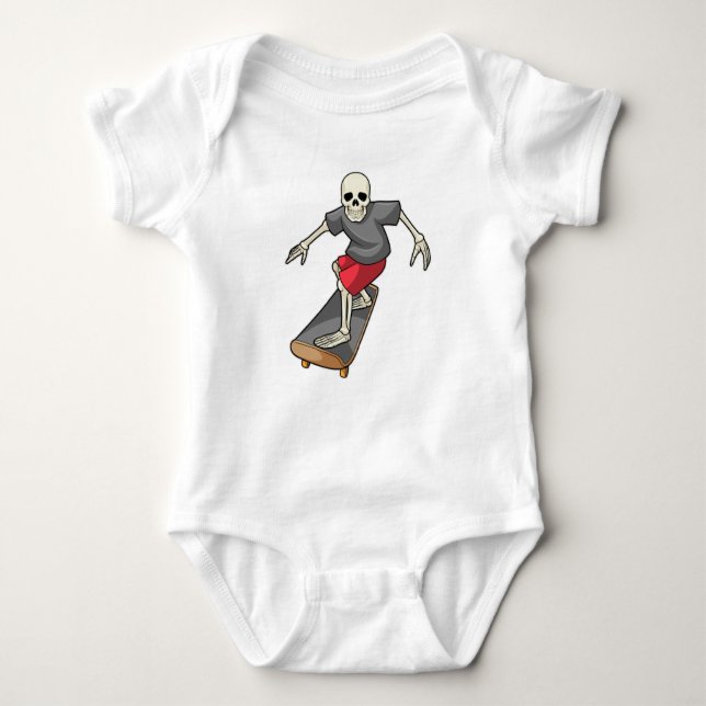 Skeleton as Skater with Skateboard Baby Bodysuit (Front)
