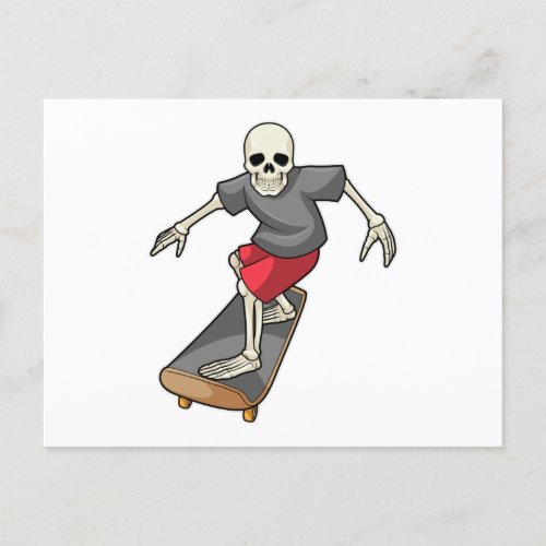 Skeleton as Skater with Skateboard Postcard