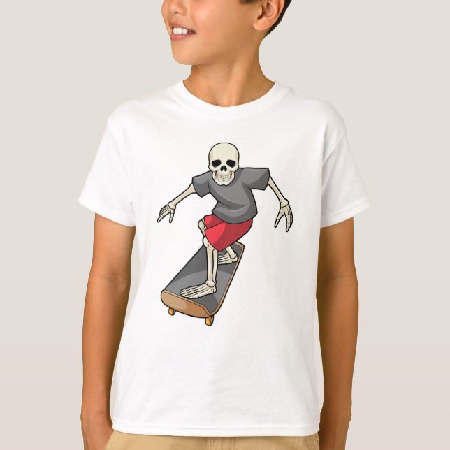 Skeleton as Skater with Skateboard T-Shirt (Front)