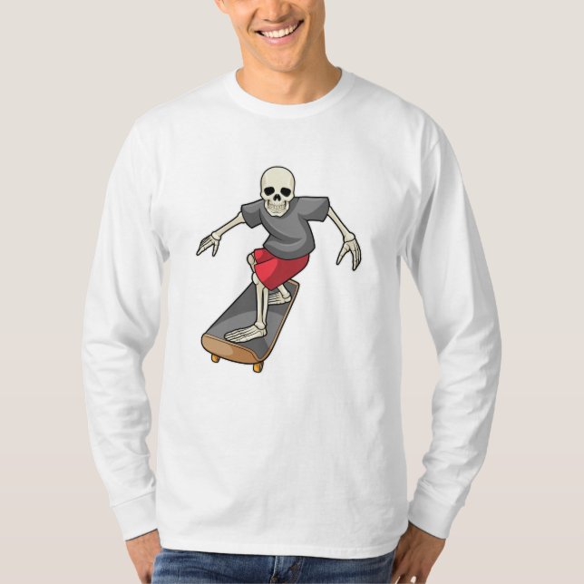 Skeleton as Skater with Skateboard T-Shirt (Front)