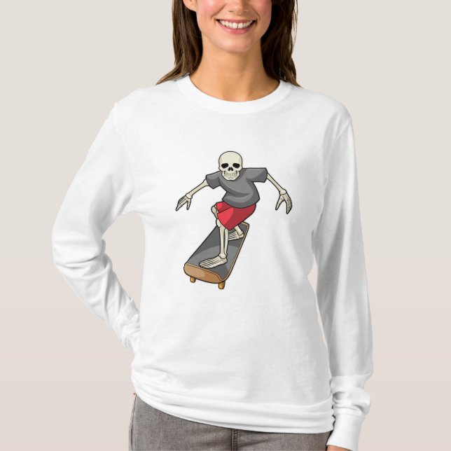 Skeleton as Skater with Skateboard T-Shirt (Front)