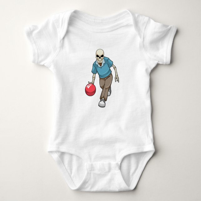 Skeleton at Bowling with Bowling ball Baby Bodysuit (Front)
