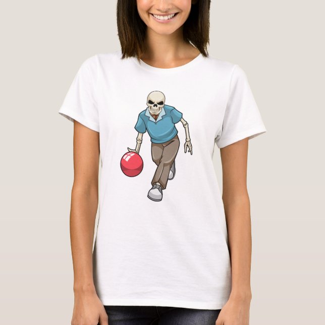 Skeleton at Bowling with Bowling ball T-Shirt (Front)