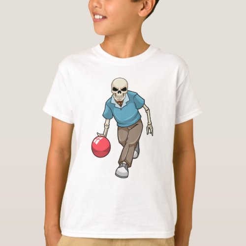 Skeleton at Bowling with Bowling ball T_Shirt