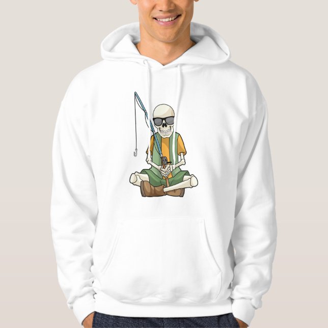 Skeleton at Fishing with Fishing rod Hoodie (Front)