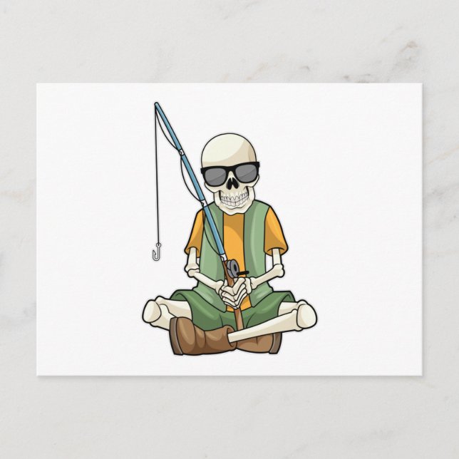 Skeleton at Fishing with Fishing rod Postcard (Front)