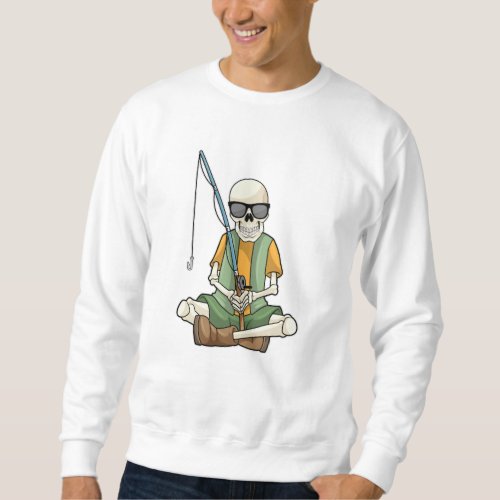 Skeleton at Fishing with Fishing rod Sweatshirt