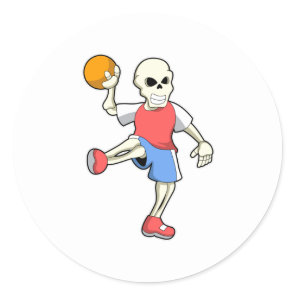 Skeleton at Handball player with Handball Classic Round Sticker
