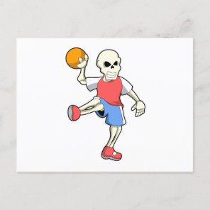 Skeleton at Handball player with Handball Postcard