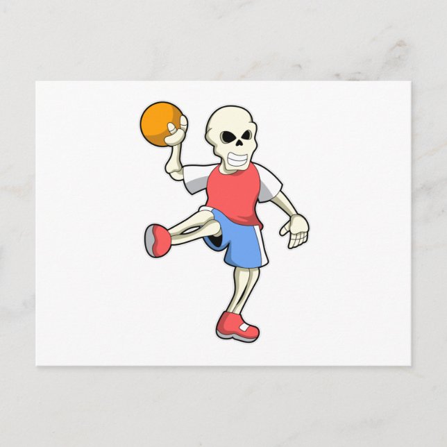 Skeleton at Handball player with Handball Postcard (Front)