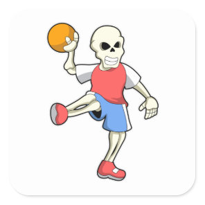 Skeleton at Handball player with Handball Square Sticker