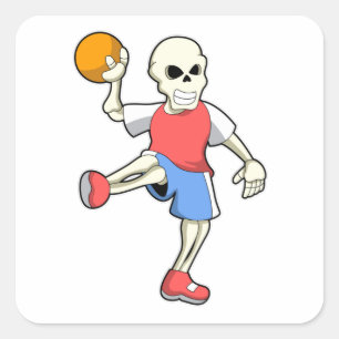 Skeleton at Handball player with Handball Square Sticker