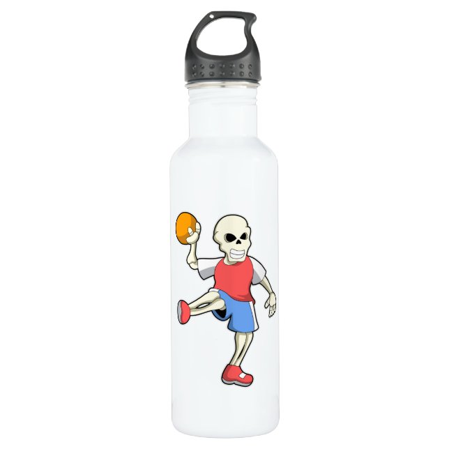 Skeleton at Handball player with Handball Stainless Steel Water Bottle (Front)