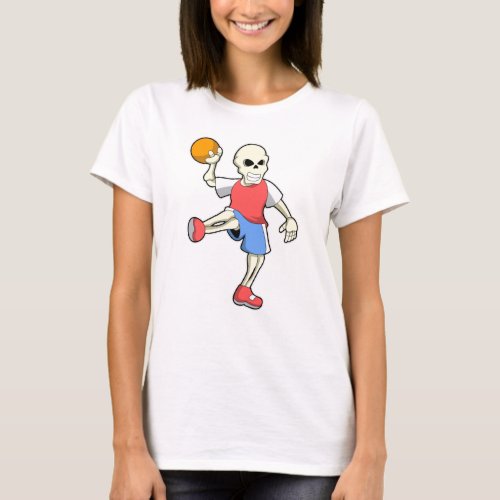 Skeleton at Handball player with Handball T_Shirt