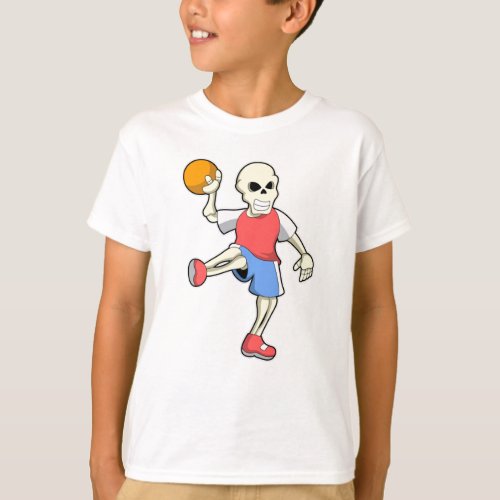 Skeleton at Handball player with Handball T_Shirt