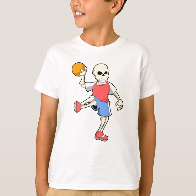 Skeleton at Handball player with Handball T-Shirt (Front)