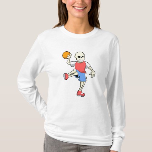 Skeleton at Handball player with Handball T_Shirt