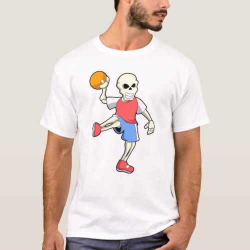 Skeleton at Handball player with Handball T_Shirt