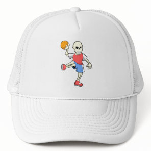 Skeleton at Handball player with Handball Trucker Hat