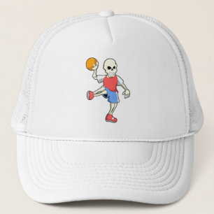 Skeleton at Handball player with Handball Trucker Hat